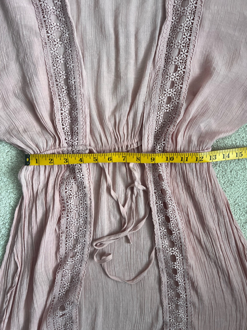 Love Tree Blush Pink Crochet Trim Kimono Duster Cardigan - Picture 8 of 10